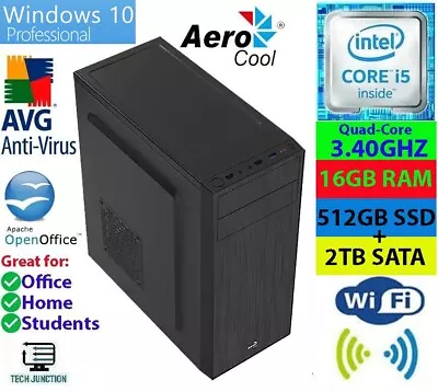 Student & Office Desktop PC Intel Core I5 @3.40GHz 16GB RAM 2TB Windows 10 Pro • $699