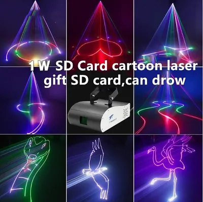 £219 • Buy 1W RGB SD Card ILDA Animation Laser Light DMX DJ Party Stage Light Effect 1000mW