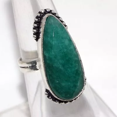 925 Silver Plated-Simulated Emerald Ethnic Gemstone Ring Jewelry US Size-7 MJ • $2.99