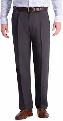 Haggar Men's Dark Gray Cool 18 Pro Classic Fit No-Iron Stretch Pant - Sz 32Wx30L • $24.95