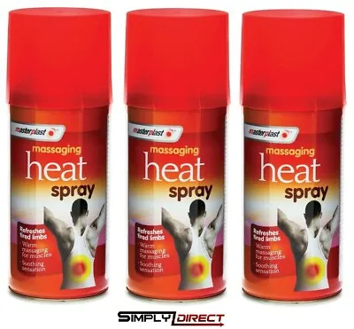 3x 150ml Deep Heat Spray Massaging Instant Muscle Sports Injury Back Pain Relief • £9.99