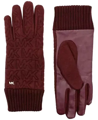 $78 Michael Kors Women's Quilted Logo Gloves -size Small - Burgundy • $37.95