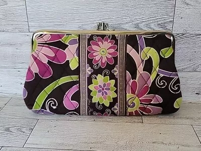 Vera Bradley Double Kisslock Clutch Wallet Purple Punch Coin Card ID Billfold • $24