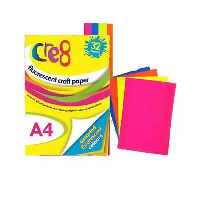 A4 Fluorescent Craft Pad Scrapbook Drawing Art Neon Colour Paper Back Card Cover • £6.95