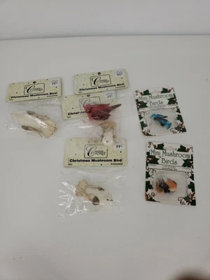 $21.18 • Buy Lot Of 8 NOS Vintage Miniature Mushroom Birds For Crafts Wire Floral 