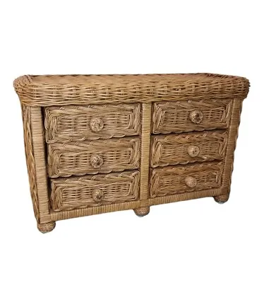 Wicker Jewelry Box Vintage Mini Chest Of Drawers Storage Boho Bohemian • $75