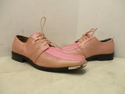 Viotti Pink Formal Dress Shoes Faux Alligator Lace Up Oxford Mens Size 11 • $29.95