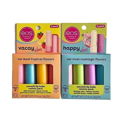 EOS Vacay & Happy Vibes Smooth Lip Balm Variety Pack - 4 Pack × 2 • $12.95