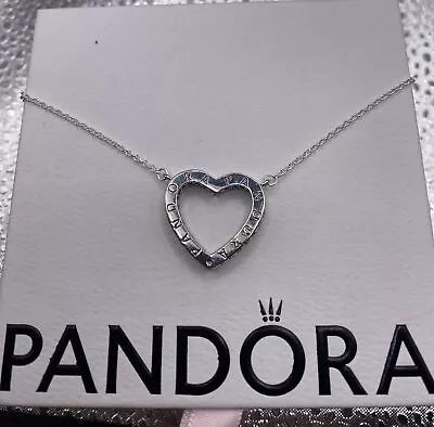 Sparkling Heart Pandora Necklace Sterling Silver Cz S925 Ale • £2.95