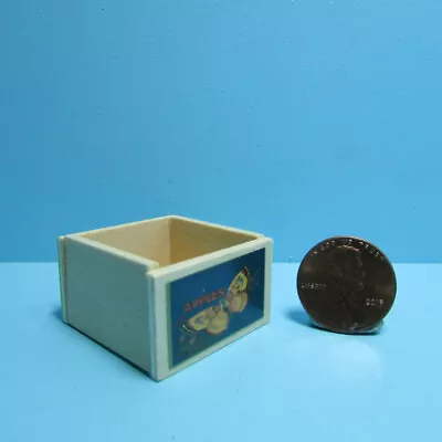 Dollhouse Miniature Medium Wood Vegetable Fruit Crate With Apple Label IM39024B • $1.79