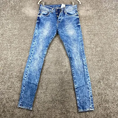 H&M Skinny Low Waist Jeans Women's 28/32 Blue 5-Pocket Button Fly Acid Wash • $15.16