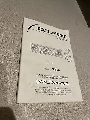ECLIPSE CD5444 CAR STEREO Owners Manual Only • $12.99