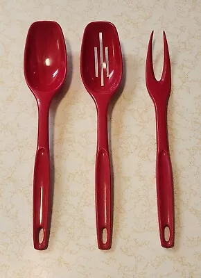 Foley Red Serving Spoon/Fork &  Slotted Spoon. • $15.99