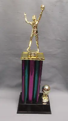 VOLLEYBALL Trophy Female Award Fuchsia Purple Column Black Base • $6.99