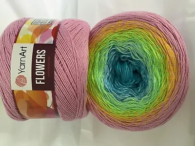£8 • Buy YarnArt Flowers 250g Cotton Mix Cake 4 Ply Knitting/Crochet Yarn Multicoloured