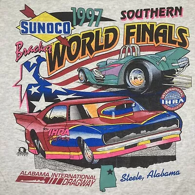 Vintage 90s IHRA T-Shirt Sz L Southern World Finals Drag Racing Graphic Hot Rod • $32.75