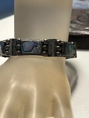 Nice Mexican Sterling Silver Abalone  Link  Bracelet • $55