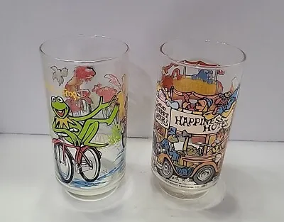 Vintage 1981 McDonalds Lot Of 2 The Muppets Hotel Kermit The Frog 16 Oz.Glass • $18.99