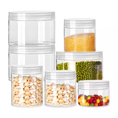 Empty Food Plastic 30-150ml PET Clear Storage Crafts Jars Pot 1/10/20Pcs • $17.11