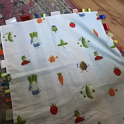 Large Handmade Blanket Taggie - Multi Coloured Gardening / Fruit / Vegetables • £6.50