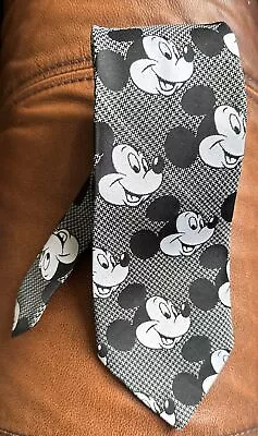 Cervantes Disney Mickey Mouse Neck Tie Black & White Mickey Head Fast Ship • $8