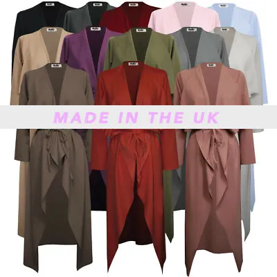 £12.99 • Buy Womens-Ladies-Maxi-Long-Sleeve-Waterfall-Belted-Duster Jacket Coat S/M-XXL