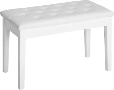 White Leather Small Bench Dressing Table Double Seat Storage Piano Padded Stool • £55.90