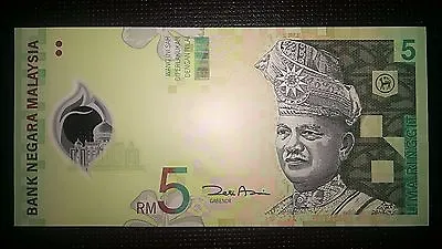 Malaysia Five Ringgit RM 5 2004 Polymer Banknote P 47 UNC • $2.99