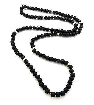 Mens Black Wooden  Bead Long Trendy 36  Necklace Hip Hop • $13.99