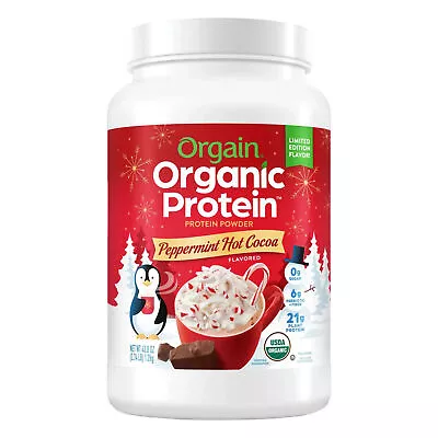 Orgain Organic Protein Powder Peppermint Hot Cocoa 2.74 Lbs • $19.98