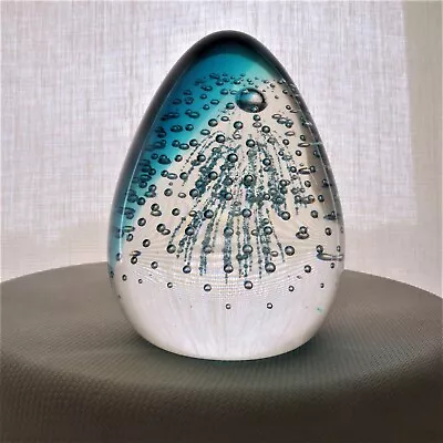 Art Glass Paperweight Caithness Scotland Fountain Of Youth Hand Blown Oval Egg • $87.23