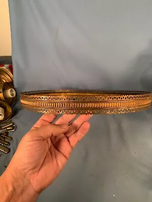 Victorian B&H Hanging Oil Lamp V-pattern Cutout Brass Prism Shade Band 14in • $20