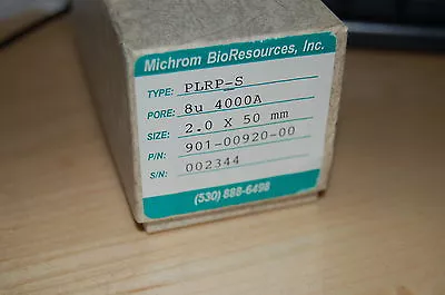 New HPLC Column Michrom PLRP-S 8 U 4000A 2x50 Mm 901-00920-00 • $119