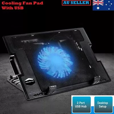 Ergonomic Adjustable 15'' Laptop Cooling Cooler Fan Notebook Stand USB Fan Pad • $22.99