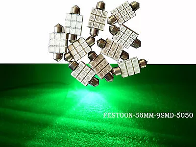 10X Green Festoon 36MM 1.42  5050 9SMD Car Interior Dome LED Bulb For Door Light • $12.39