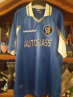 Vintage CHELSEA FOOTBALL CLUB  1997 Home Shirt~AUTOGLASS~XL Size~ ORIGINAL  • £189