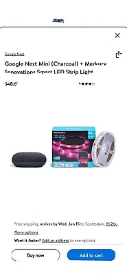 Google Nest GA03121 Mini (Charcoal) + Merkury Innovations Smart LED Strip Light™ • $34