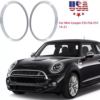 2pcs For Mini Cooper F55 F56 F57 14-21 Chrome Headlight Ring Bezel Cover Trim • $34.58