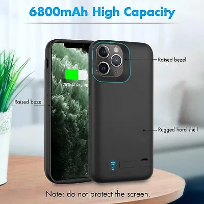For IPhone 11 Pro Max Extend Battery Case Charging Cover Battery Charger Case • £22.78
