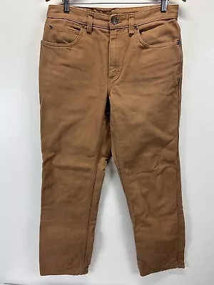 Duluth Trading Co Mens Brown Duck Canvas Flannel Lined Work Pants Sz 34 × 34 • $29