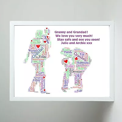 Personalised Grandparents Gift Grandma Nanny Nan Grandpa Grandad Print WordArt • £15.99