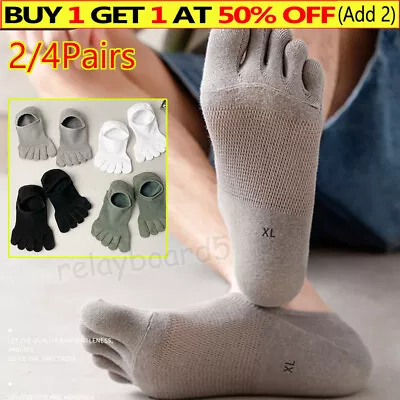 2/4Pair Mens Split Five Finger Toe Socks Mesh Breathable Short Invisible NonSlip • £7.89