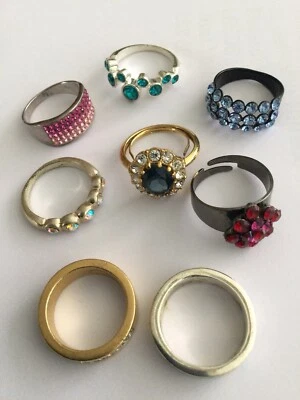£2.99 • Buy Costume Jewellery Mixed Job Lot Of 8 Rings