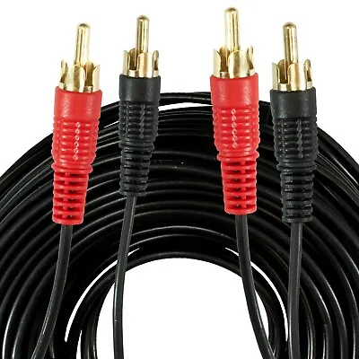 £6.98 • Buy 10m Long Male To Male GOLD RCA CABLE Twin Phono Audio Lead Stereo Speaker Amp TV