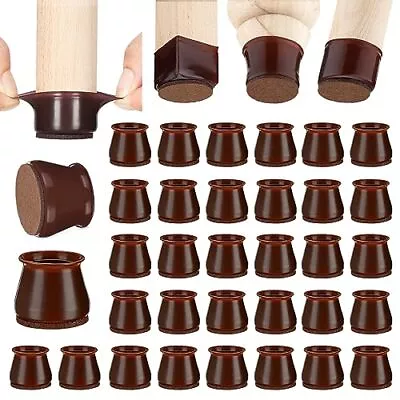 Chair Leg Floor Protectors - 1 1/2  X 32 Pcs Dark Walnut - Felt Bottom Silico... • $31.31