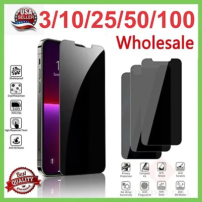 LOT Privacy Screen Protector Tempered Glass For IPhone 15 14 13 12 11 XS 8 7 LOT • $32.99