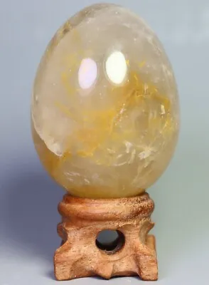 NATURAL Yellow PHANTOM MULTI INCLUSIONS Rainbow CRYSTAL Polishing Sphere Egg • $16.99