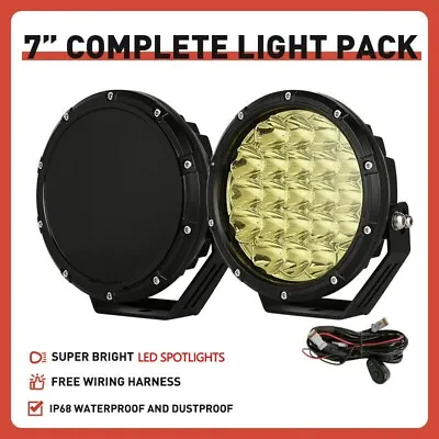 Pair 7inch LED Driving Spot Lights Yellow Fog Lamp Offroad Work 4x4 ATV 12V 24V • $85.97