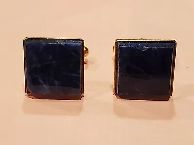 Vintage Cufflinks Blue Lapis 1/20 12k Gold Filled 1/2  Square  • $24.95