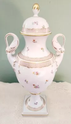 Vintage Kaiser Germany  16  Porcelain Urn Vase With Lid Swan Handles K. Nossek • $75